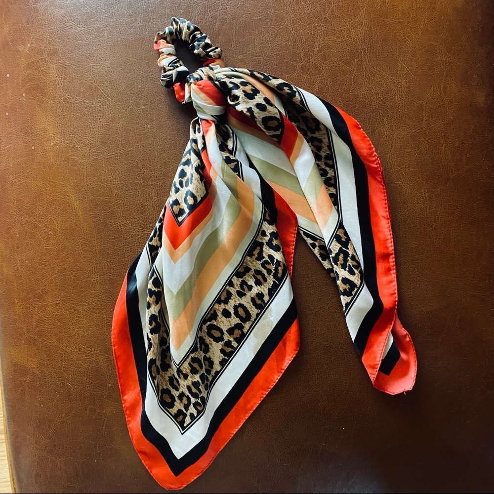 Cheetah print scarf hair tie